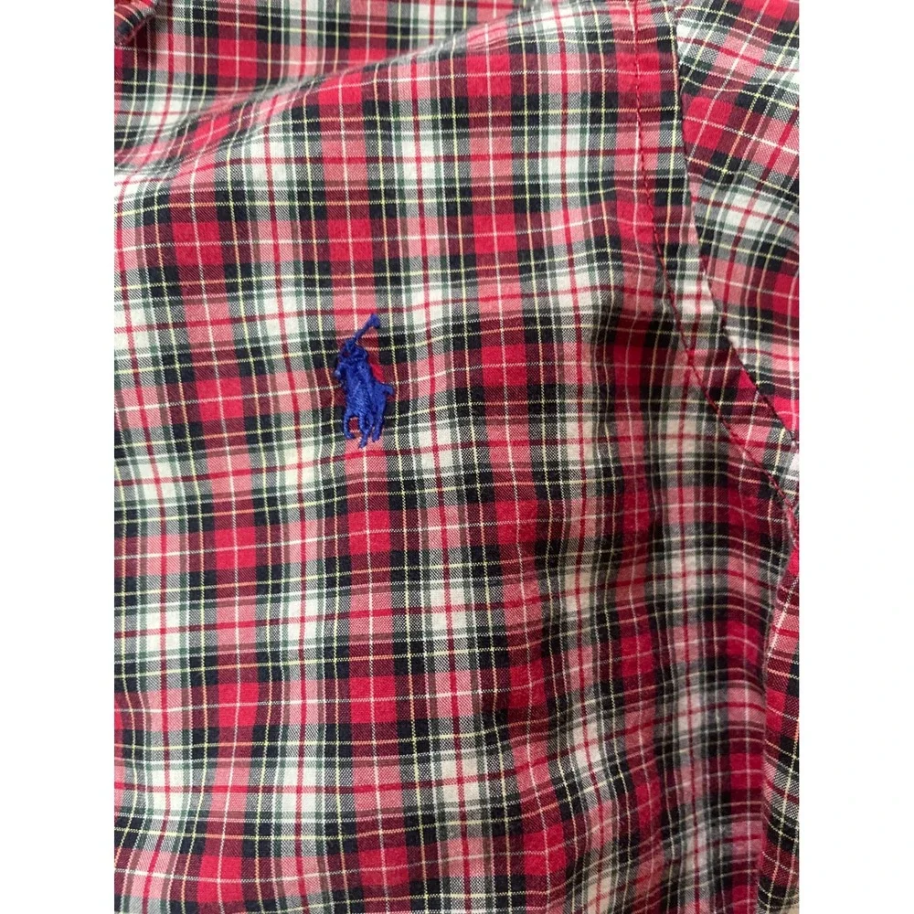Ralph Lauren Kids Red Plaid Button Down Shirt Long Sleeve Size 5 Christmas